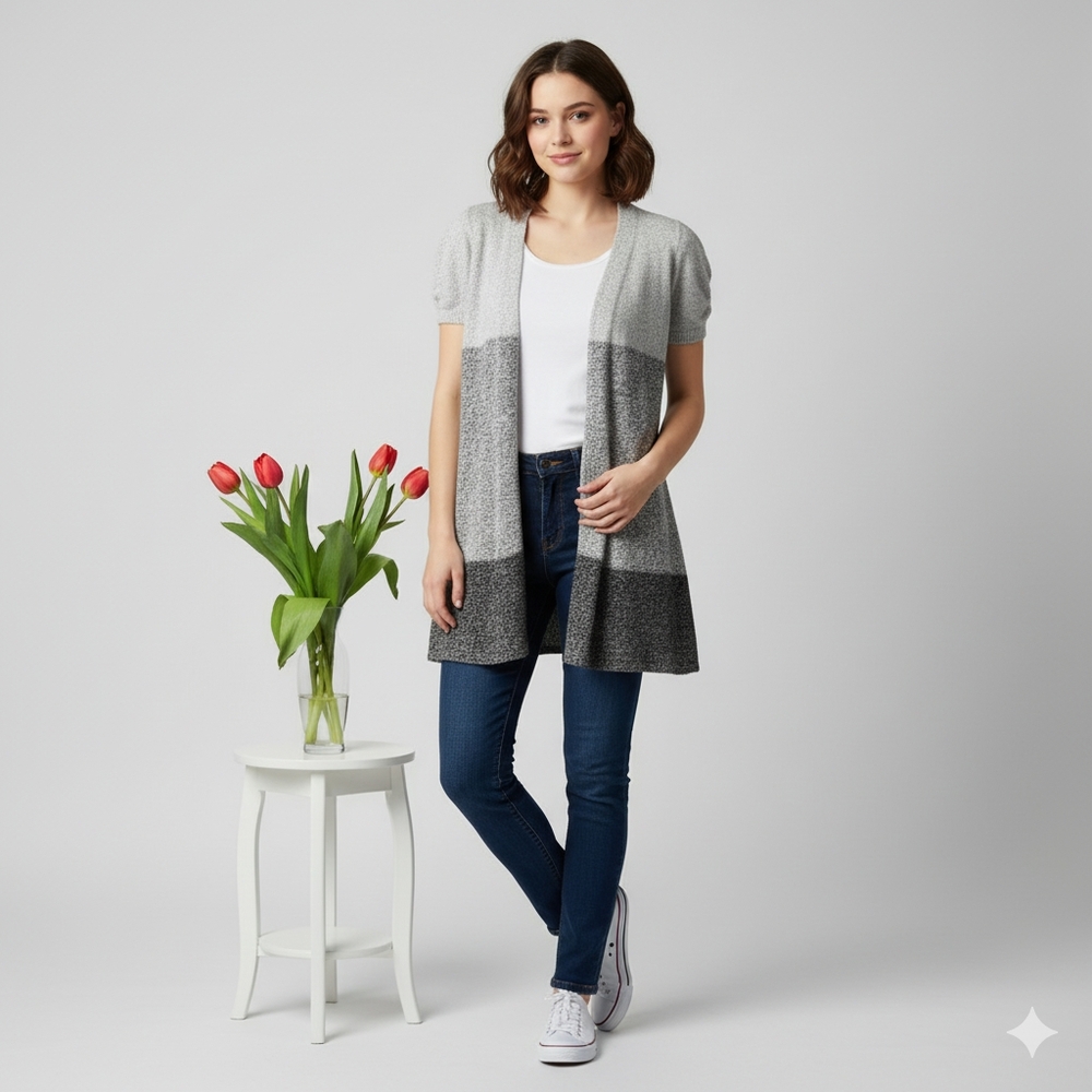 BCBGMAXAZARIA Gray and Black Cardigan